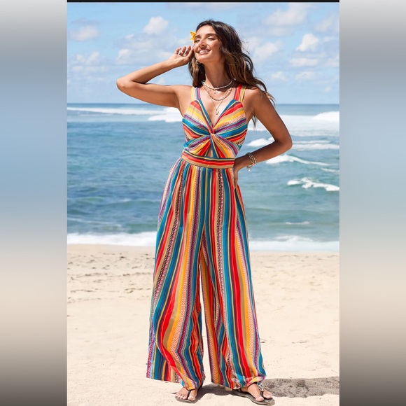 Cupshe Pants - Bold Beat Striped Jumpsuit. Colorful Striped Jumpsuit